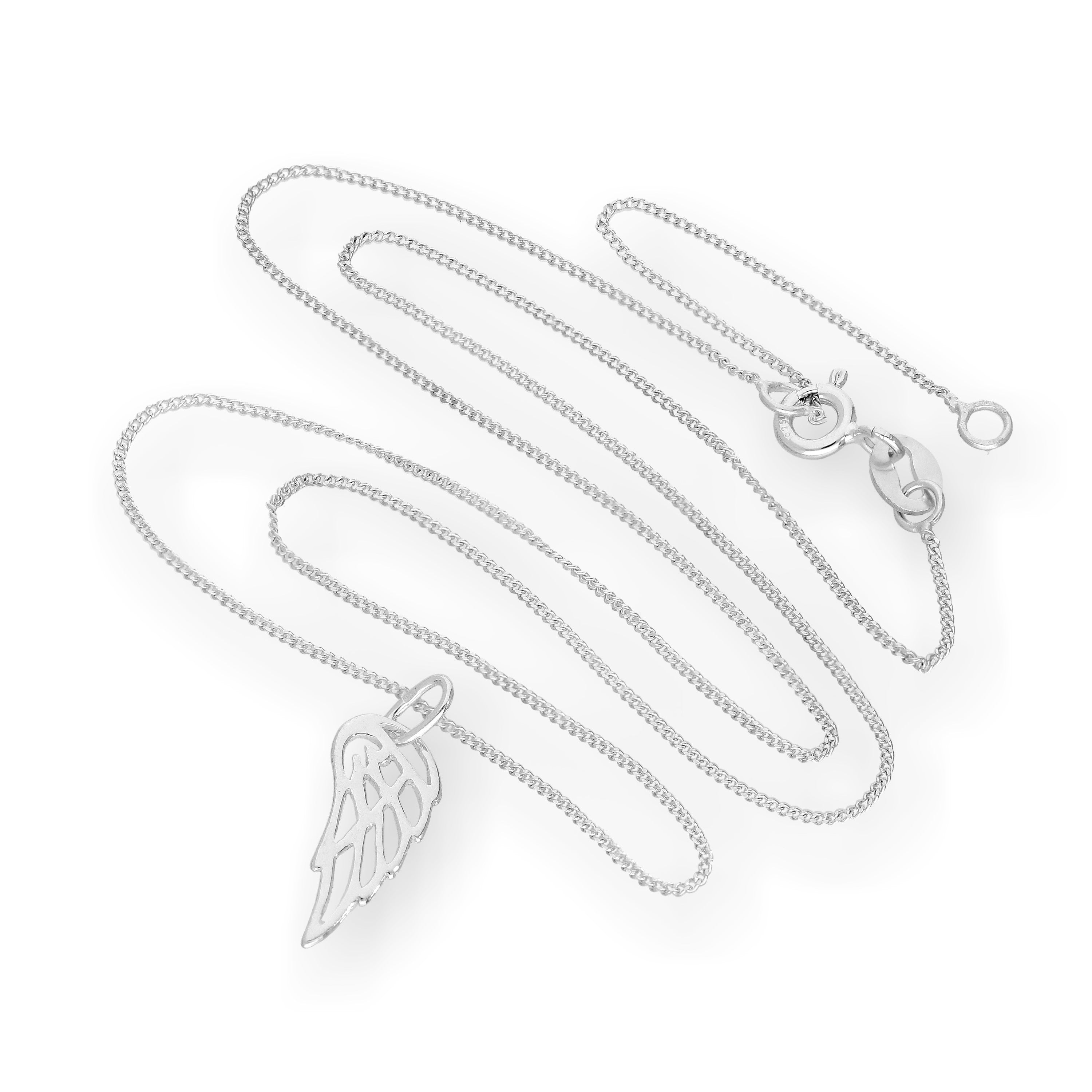Sterling Silver Open Angel Wing Pendant Necklace 14 - 32 Inches