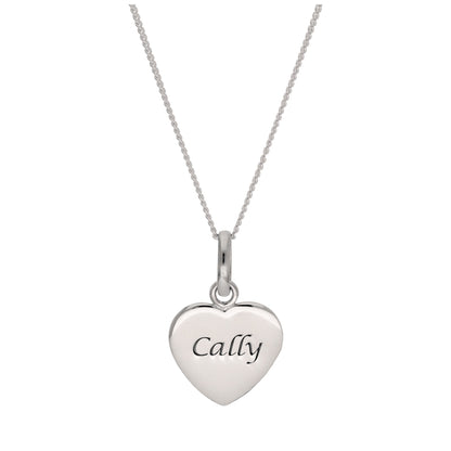Sterling Silver Engravable Heart Pendant Necklace 16 - 22 Inches