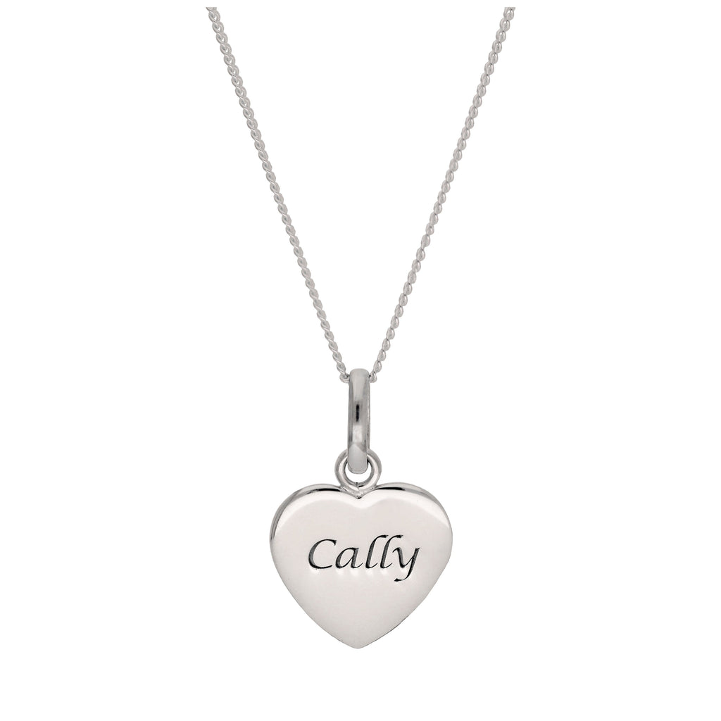 Sterling Silver Engravable Heart Pendant Necklace 14 - 32 Inches