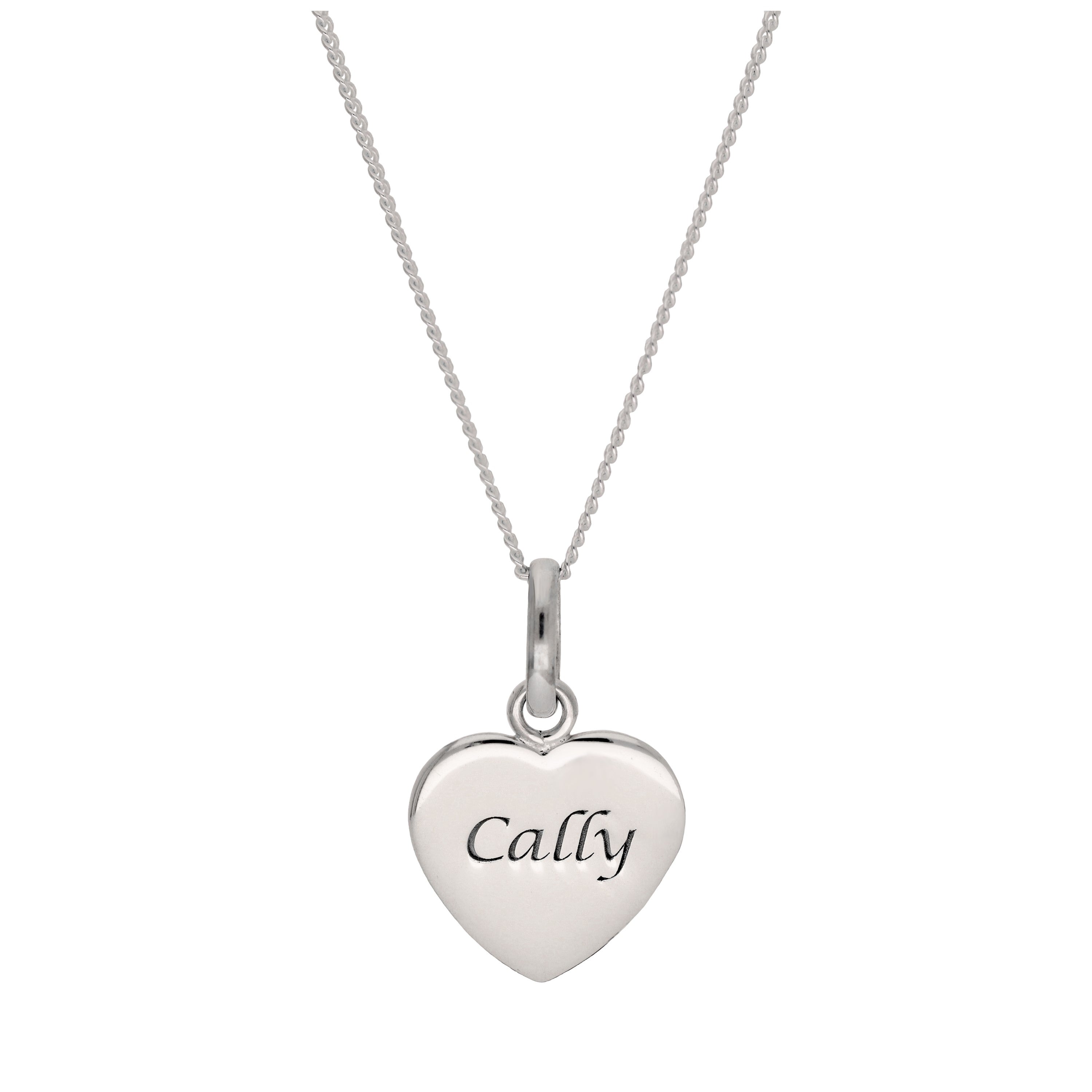 Sterling Silver Engravable Heart Pendant Necklace 14 - 32 Inches