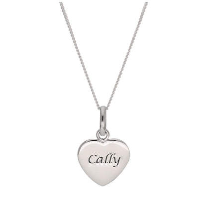 Sterling Silver Engravable Heart Pendant Necklace 16 - 22 Inches