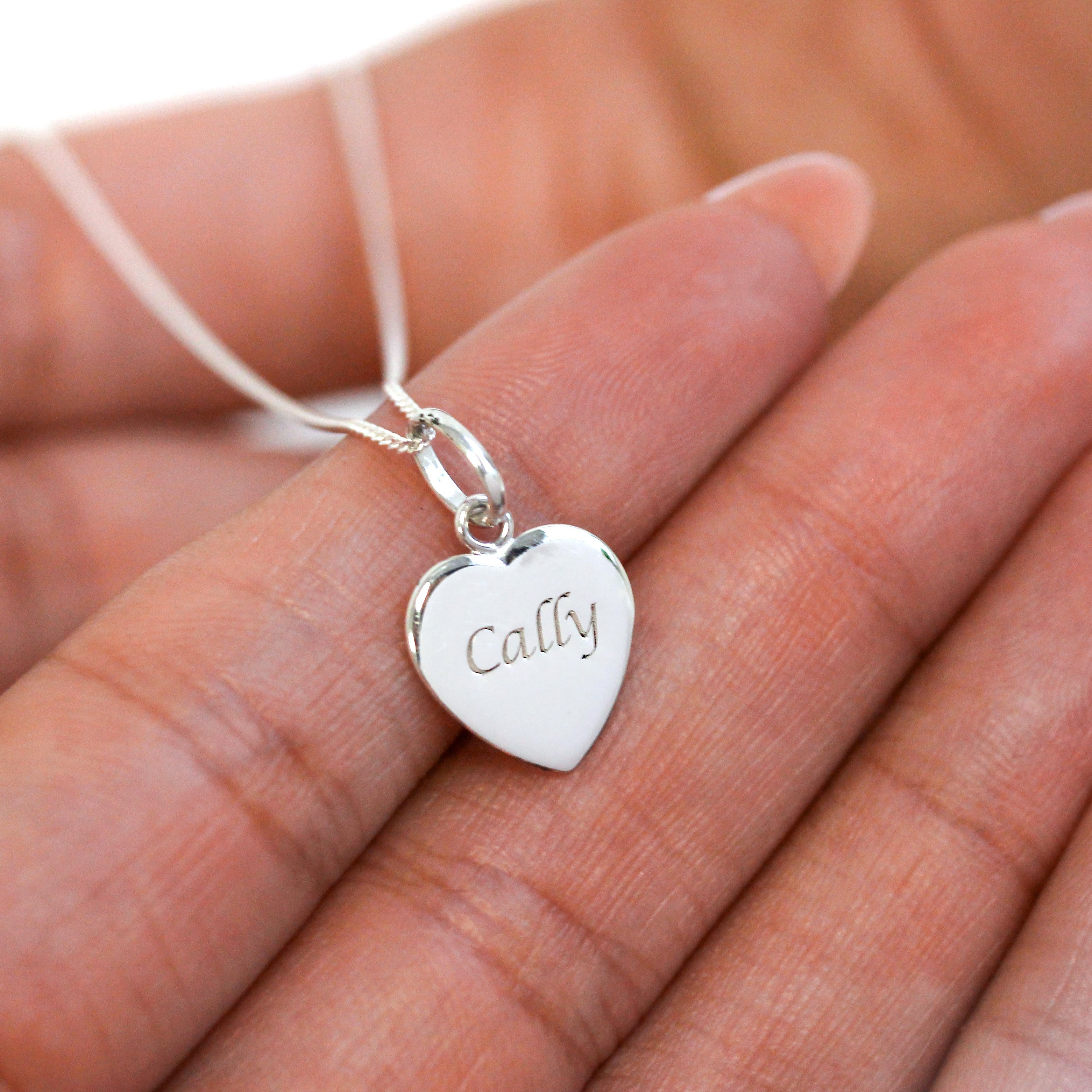 Sterling Silver Engravable Heart Pendant Necklace 14 - 32 Inches