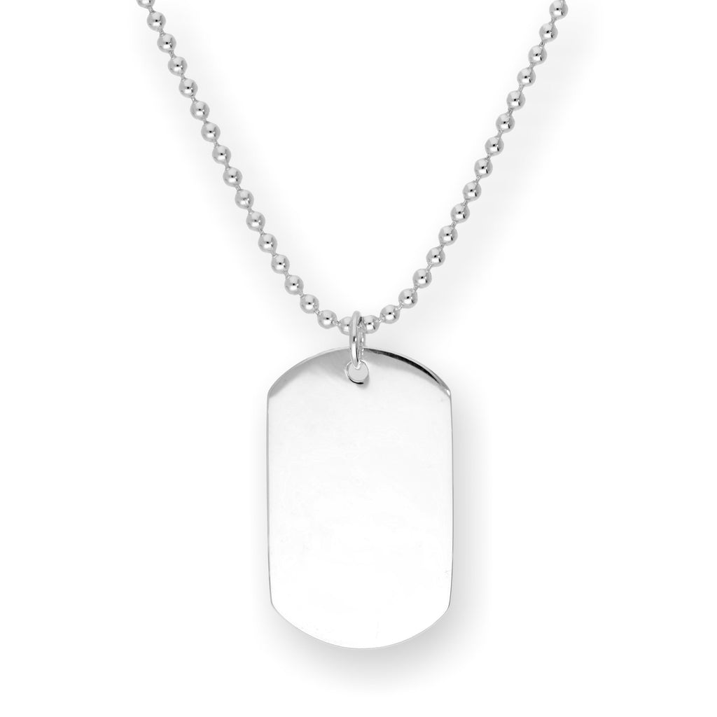 Sterling Silver Engravable Large Dog Tag Pendant Necklace 14 - 22 Inches