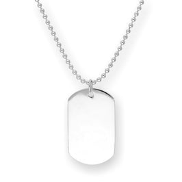 Sterling Silver Engravable Large Dog Tag Pendant Necklace 14 - 22 Inches