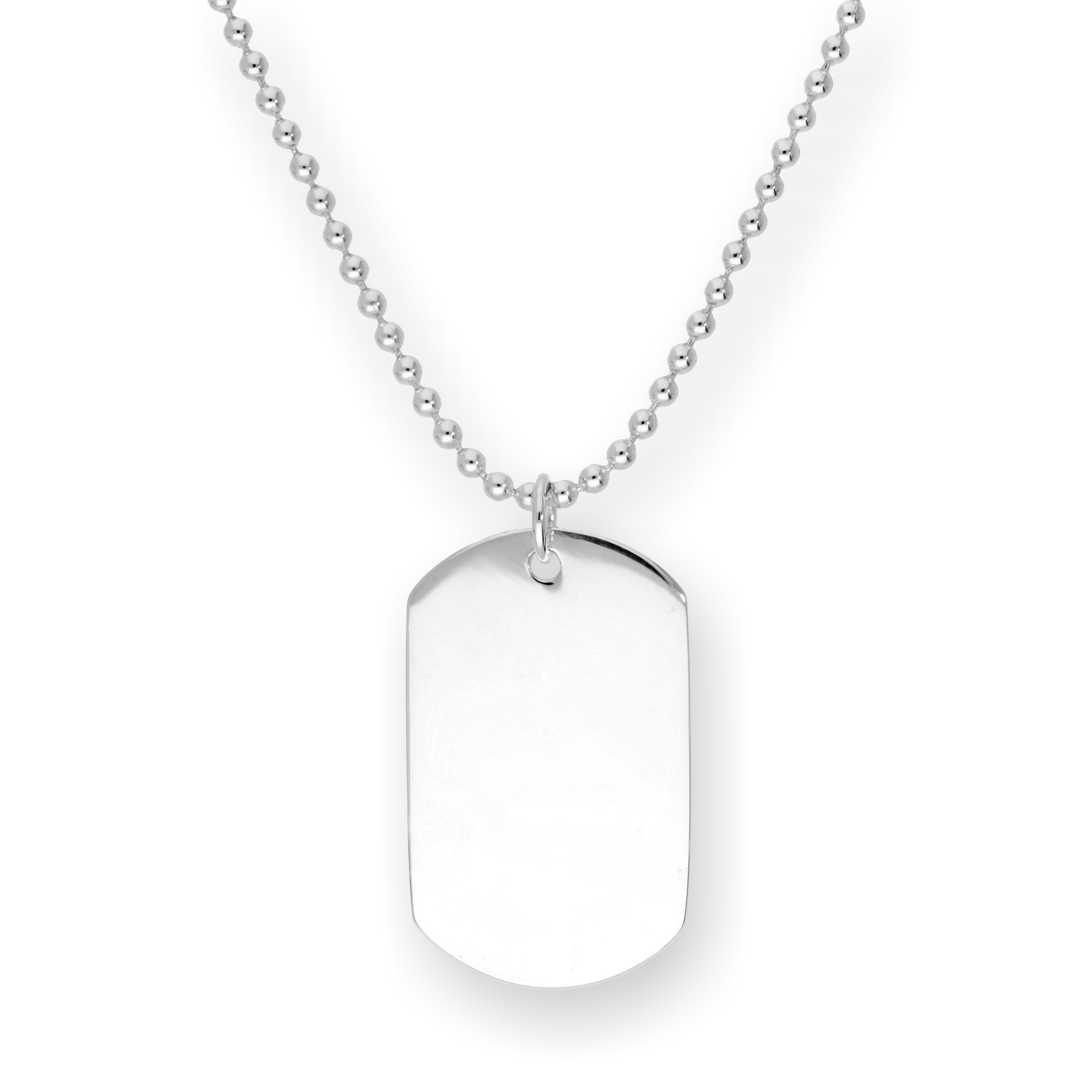 Sterling Silver Engravable Large Dog Tag Pendant Necklace 14 - 22 Inches