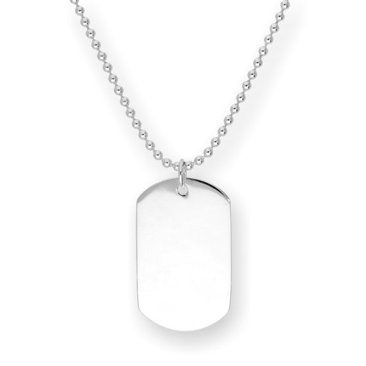 Sterling Silver Engravable Large Dog Tag Pendant Necklace 14 - 22 Inches