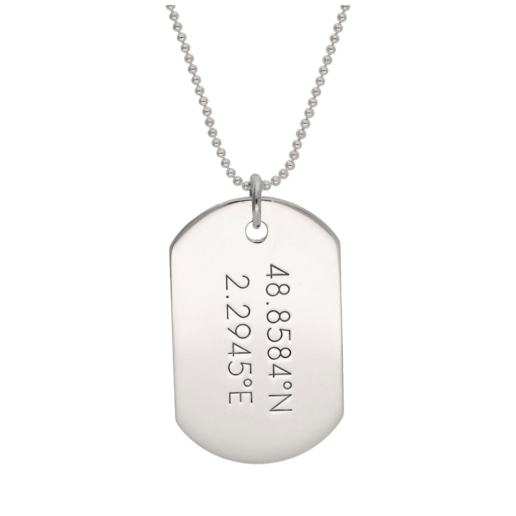 Sterling Silver Engravable Large Dog Tag Pendant Necklace 14 - 22 Inches