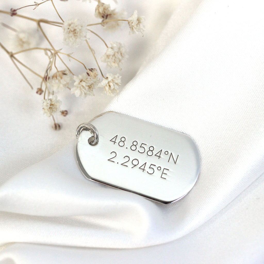 Sterling Silver Engravable Large Dog Tag Pendant Necklace 14 - 22 Inches