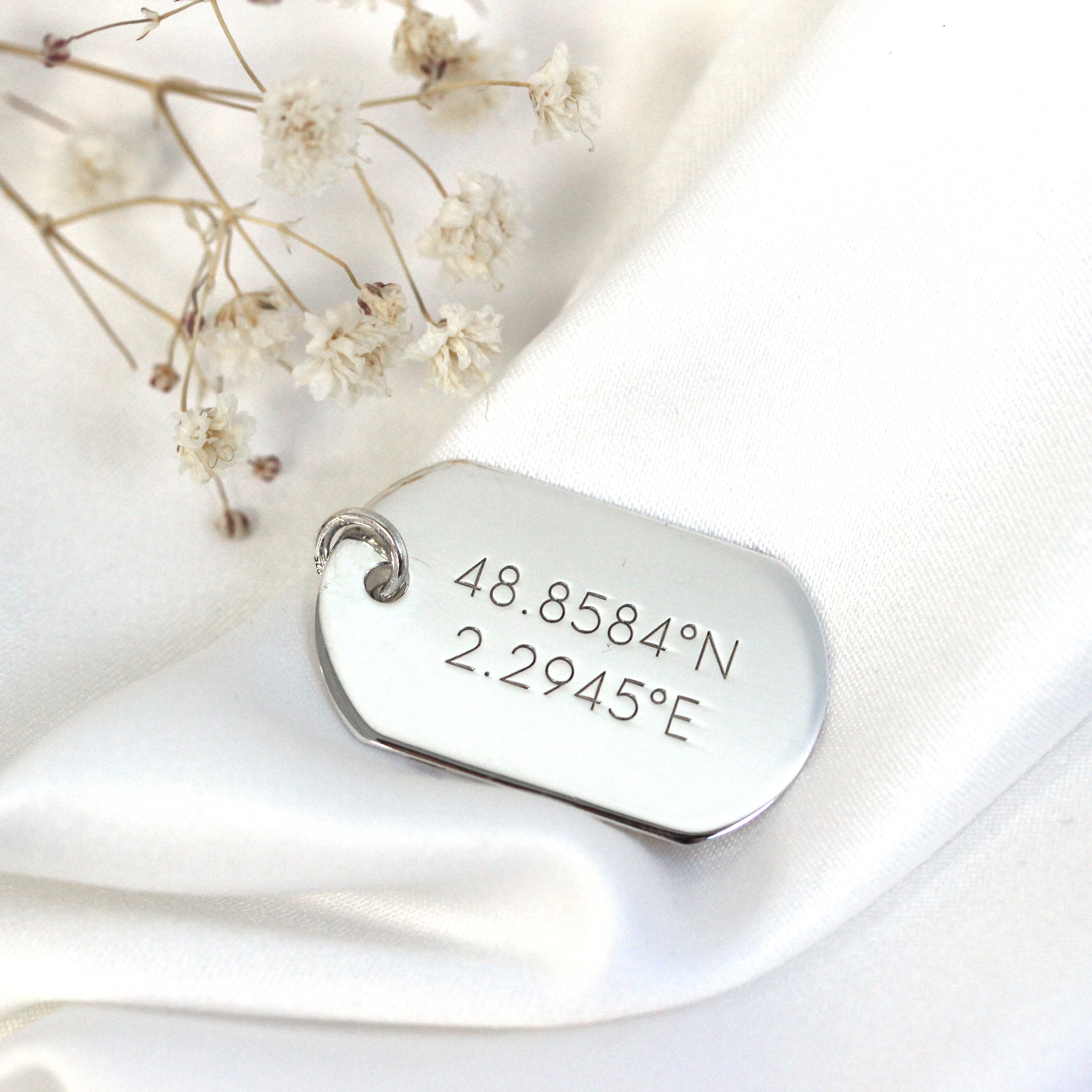 Sterling Silver Engravable Large Dog Tag Pendant Necklace 14 - 22 Inches