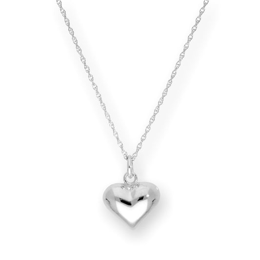 Sterling Silver Puffed Heart Pendant Necklace 16 - 22 Inches