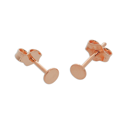 Rose Gold Plated Sterling Silver Flat Circle Stud Earrings