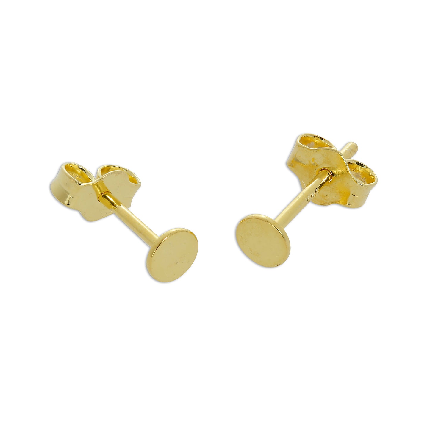 Gold Plated Sterling Silver Flat Circle Stud Earrings