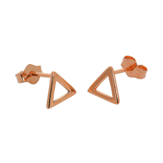 Rose Gold Plated Sterling Silver Open Triangle Stud Earrings