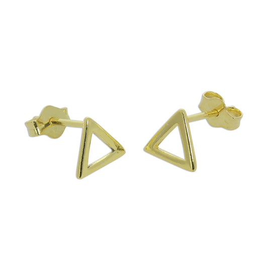 Gold Plated Sterling Silver Open Triangle Stud Earrings