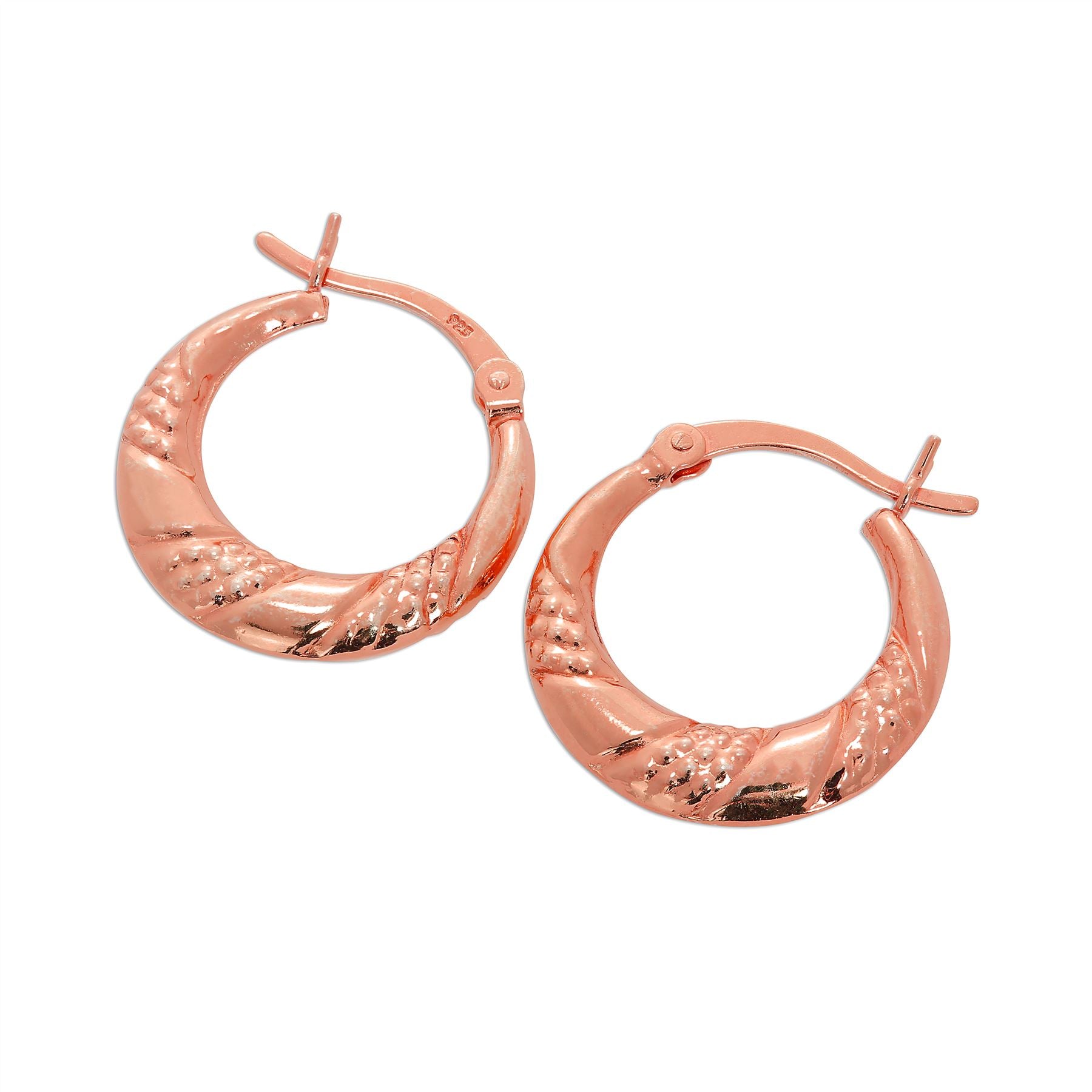 Rose Gold Plated Sterling Silver Triple Twist Creole Hoop Earrings