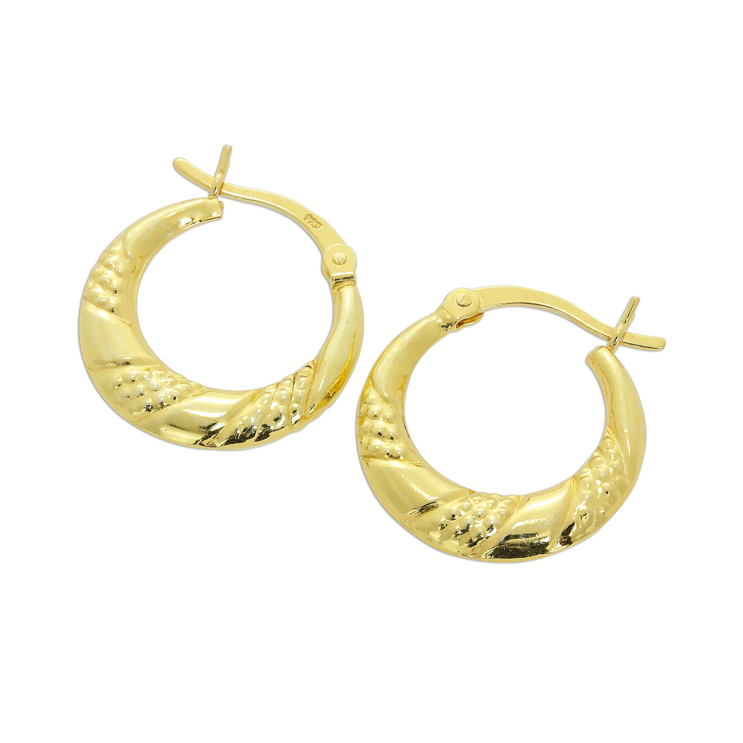 Gold Plated Sterling Silver Triple Twist Creole Hoop Earrings