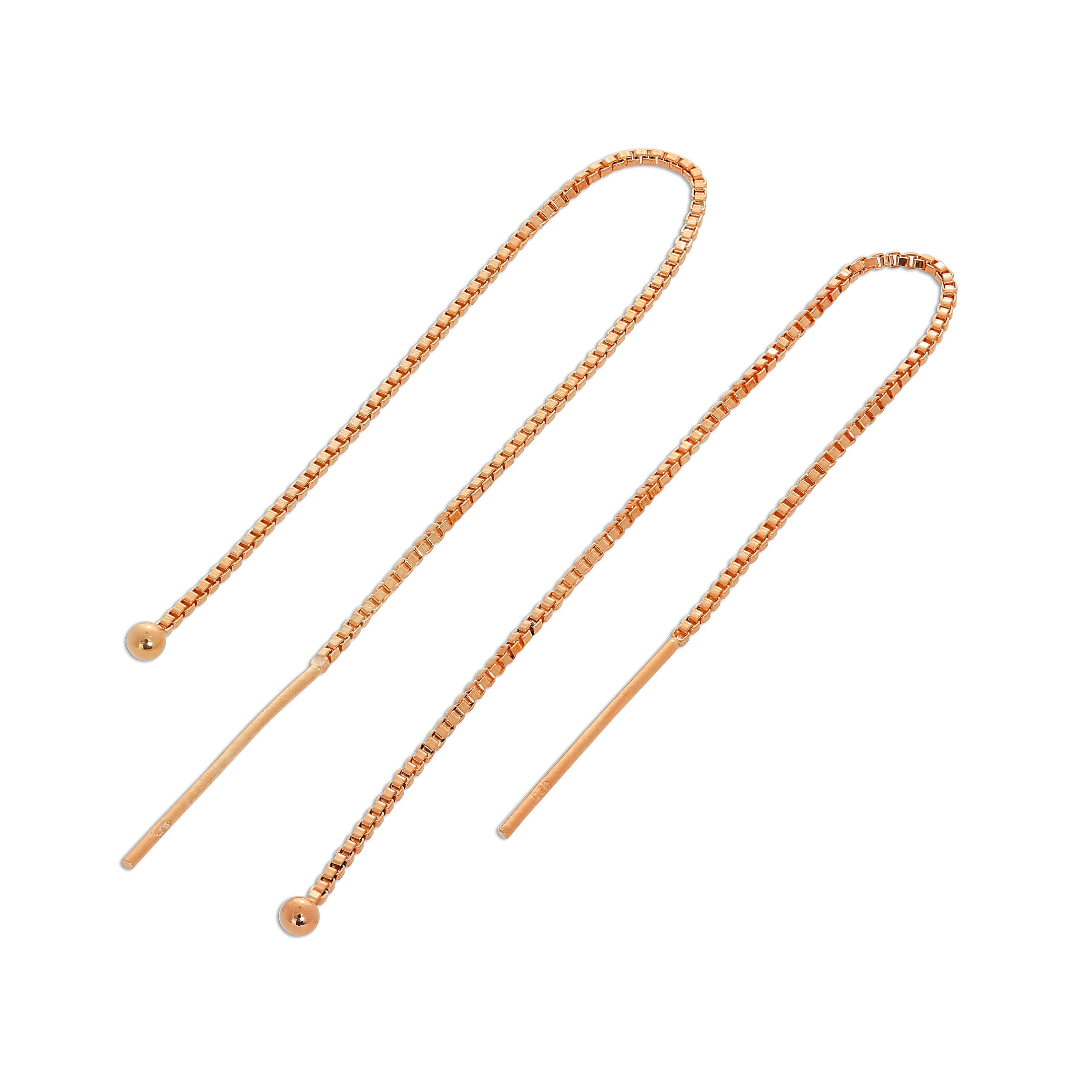 Rose Gold Plated Sterling Silver Ball Bead Pull Through Earrings