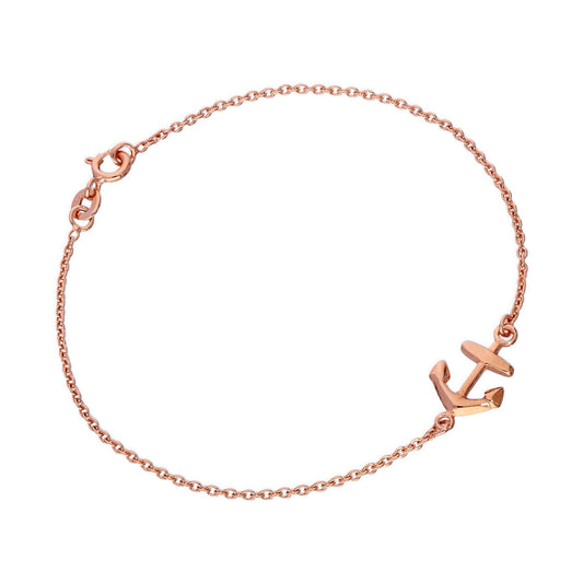 Rose Gold Plated Sterling Silver 7 Inch Anchor Bracelet