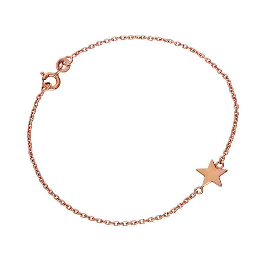 Rose Gold Plated Sterling Silver 7 Inch Star Bracelet