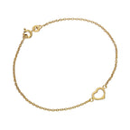 Gold Plated Sterling Silver 7 Inch Heart Bracelet