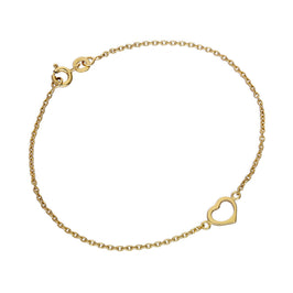 Gold Plated Sterling Silver 7 Inch Heart Bracelet