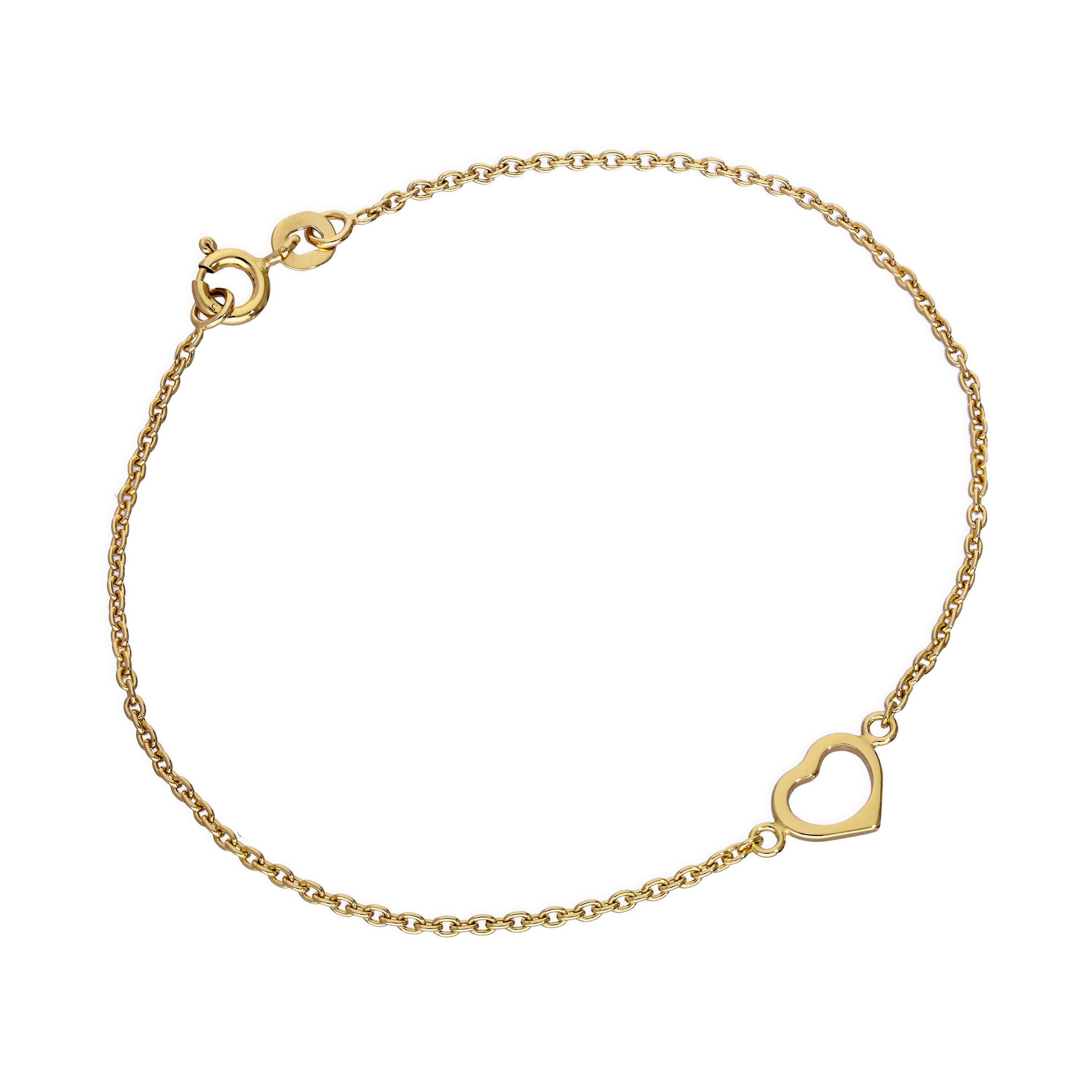 Gold Plated Sterling Silver 7 Inch Heart Bracelet