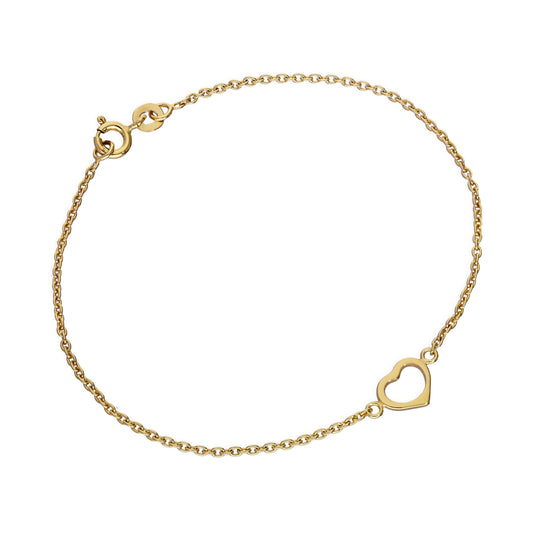 Gold Plated Sterling Silver 7 Inch Heart Bracelet