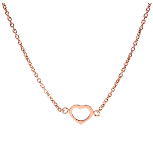 Rose Gold Plated Sterling Silver Heart Pendant on 18 Inch Chain