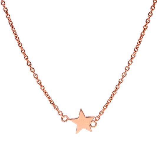 Rose Gold Plated Sterling Silver Star Pendant on 18 Inch Chain