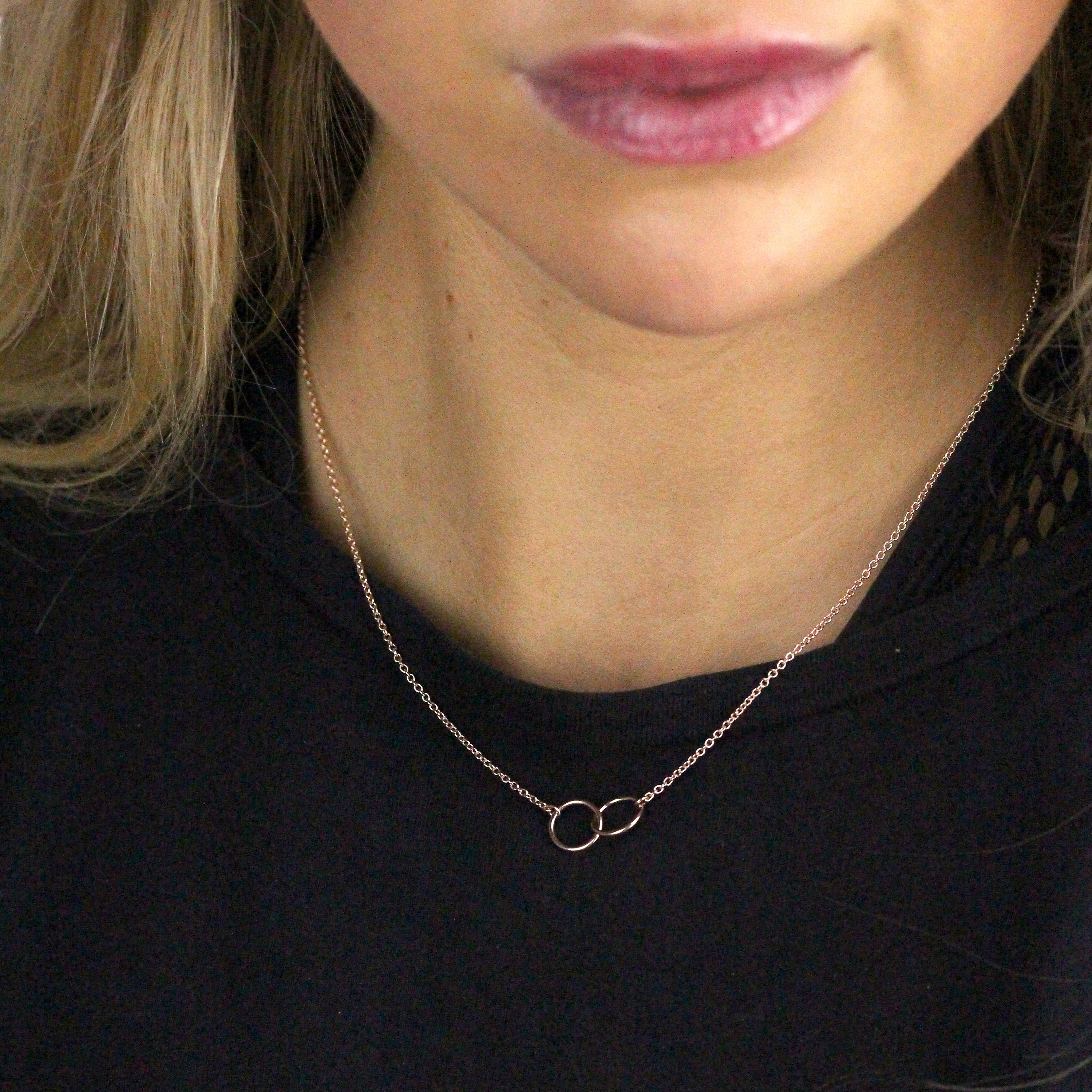 Rose Gold Plated Sterling Silver Karma Circle Pendant on 18 Inch Chain
