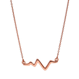 Rose Gold Plated Sterling Silver Heartbeat Pendant on 18 Inch Chain