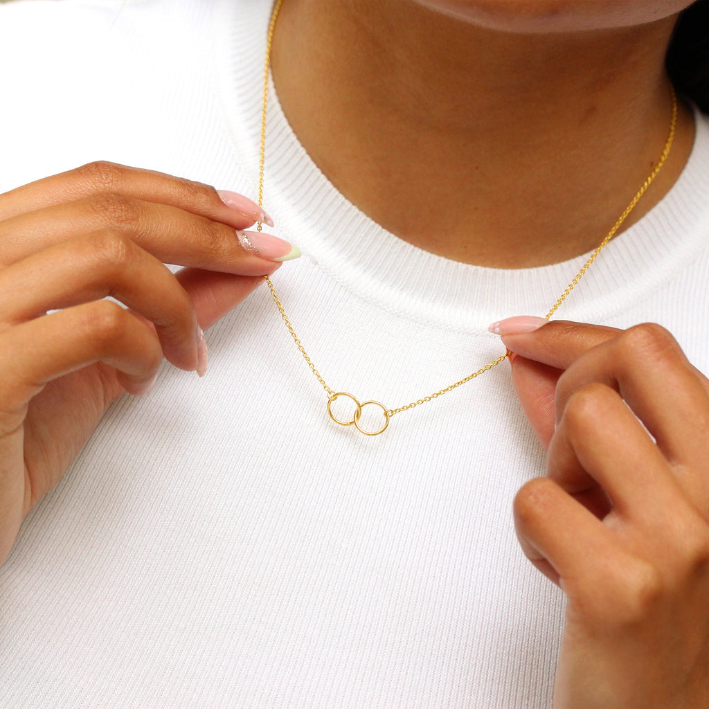 Gold Plated Sterling Silver Karma Circle Pendant on 18 Inch Chain