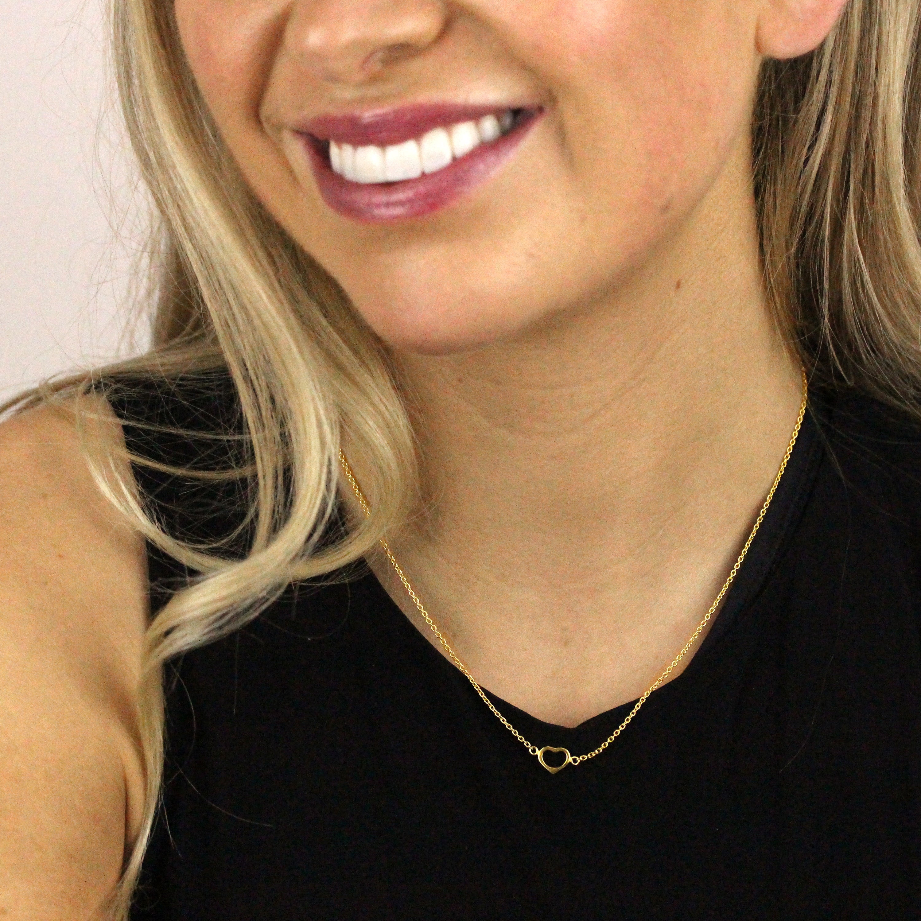Gold Plated Sterling Silver Heart Outline 18 Inch Necklace