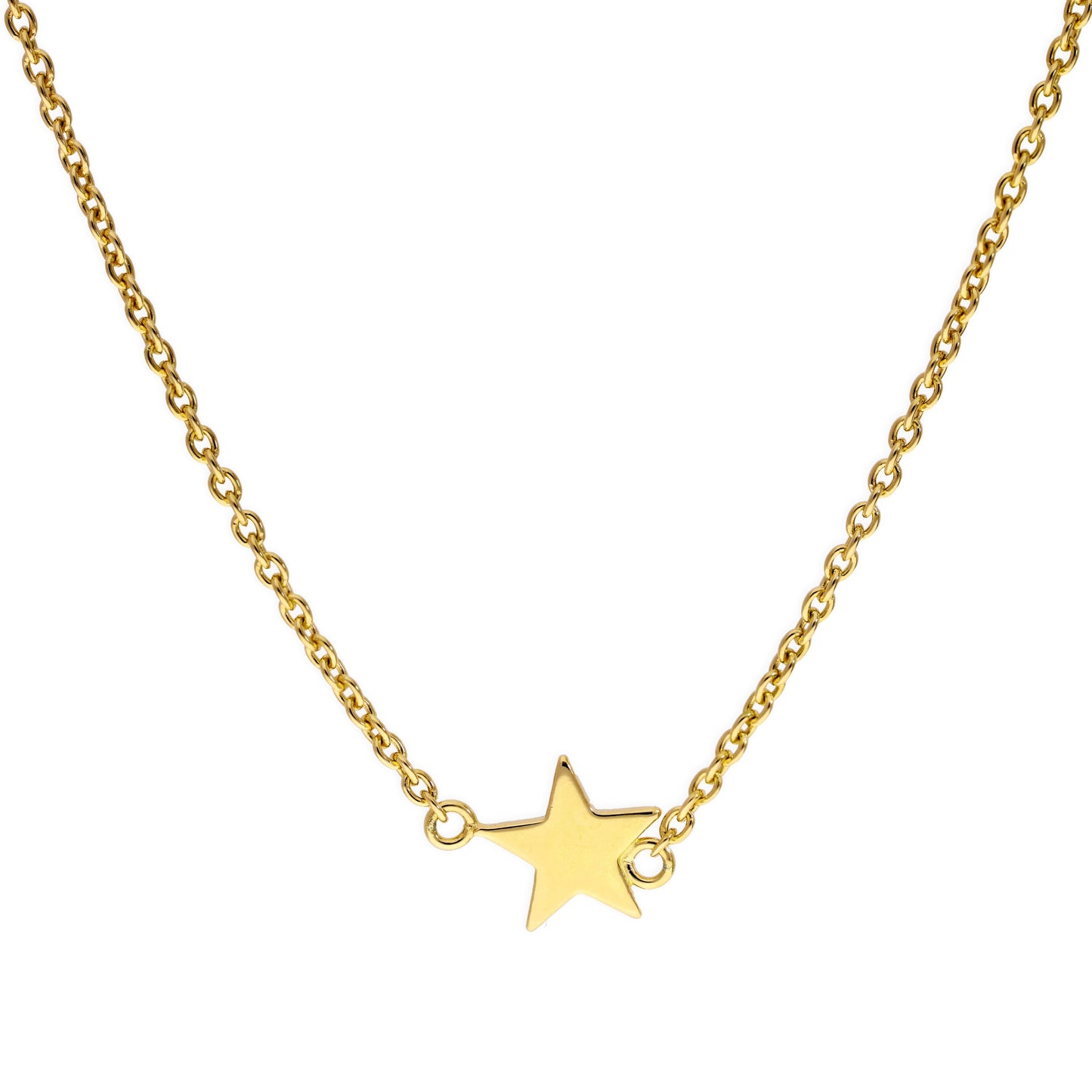 Gold Plated Sterling Silver Star 18 Inch Necklace