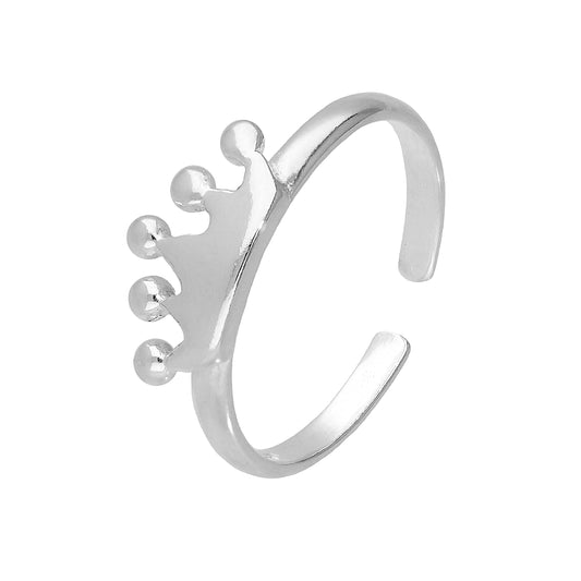 Sterling Silver Royal Crown Adjustable Toe Ring