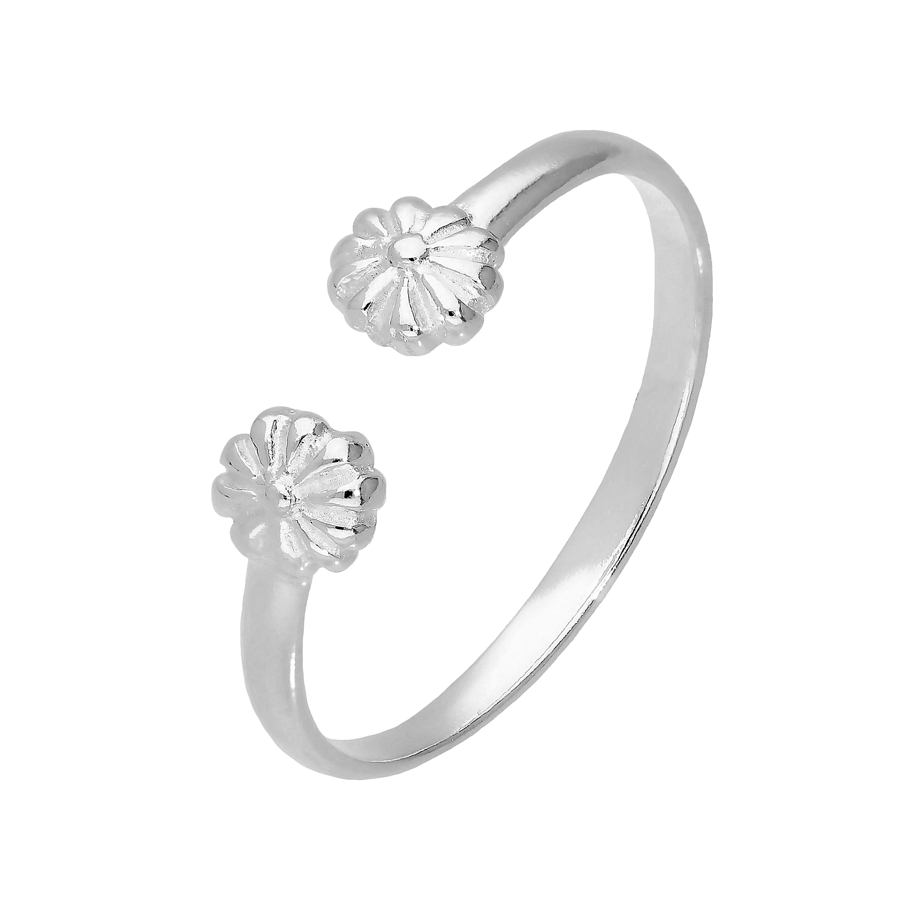 Sterling Silver Flowers Adjustable Toe Ring