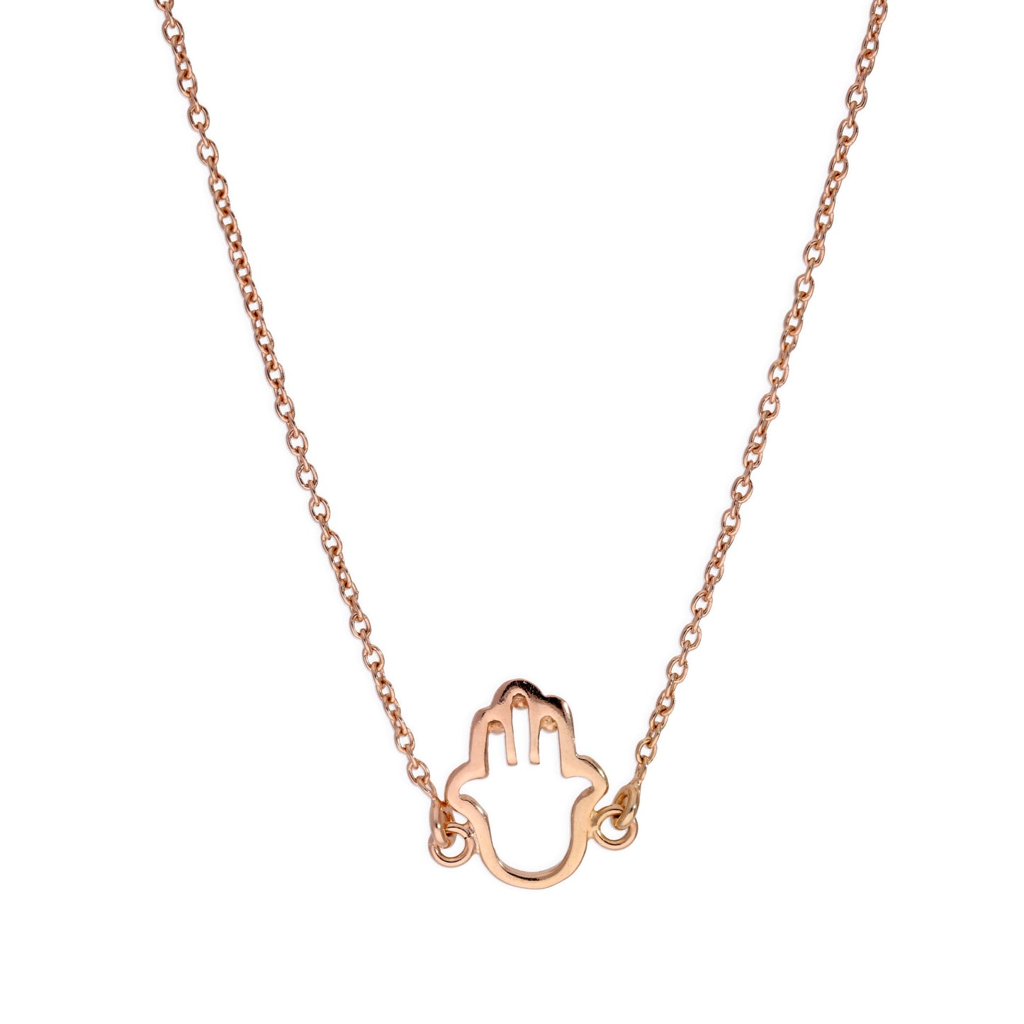 Rose Gold Plated Sterling Silver Hamsa Hand Outline Necklace