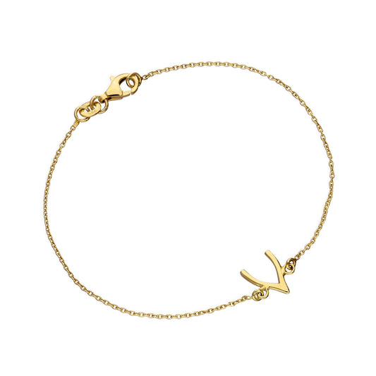 Gold Plated Sterling Silver Wishbone 7 Inch Bracelet