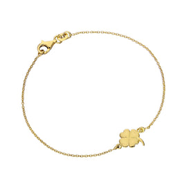 Gold Plated Sterling Silver Four Leaf Clover 7 Inch Bracelet