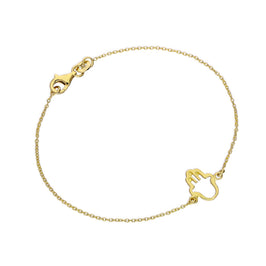 Gold Plated Sterling Silver Hamsa Hand 7 Inch Bracelet