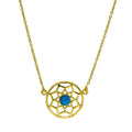 Gold Plated Sterling Silver & Blue Enamel Dreamcatcher Necklace w 18 Inch Chain