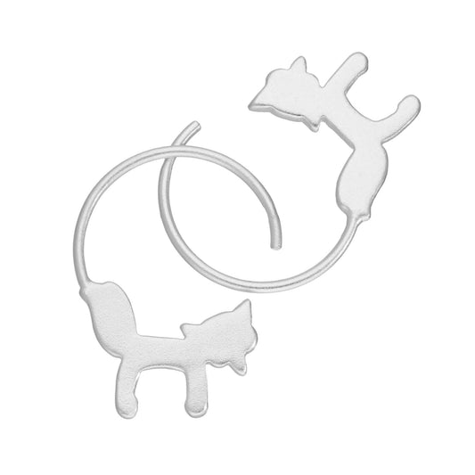 Sterling Silver Fox Pull Through Earrings