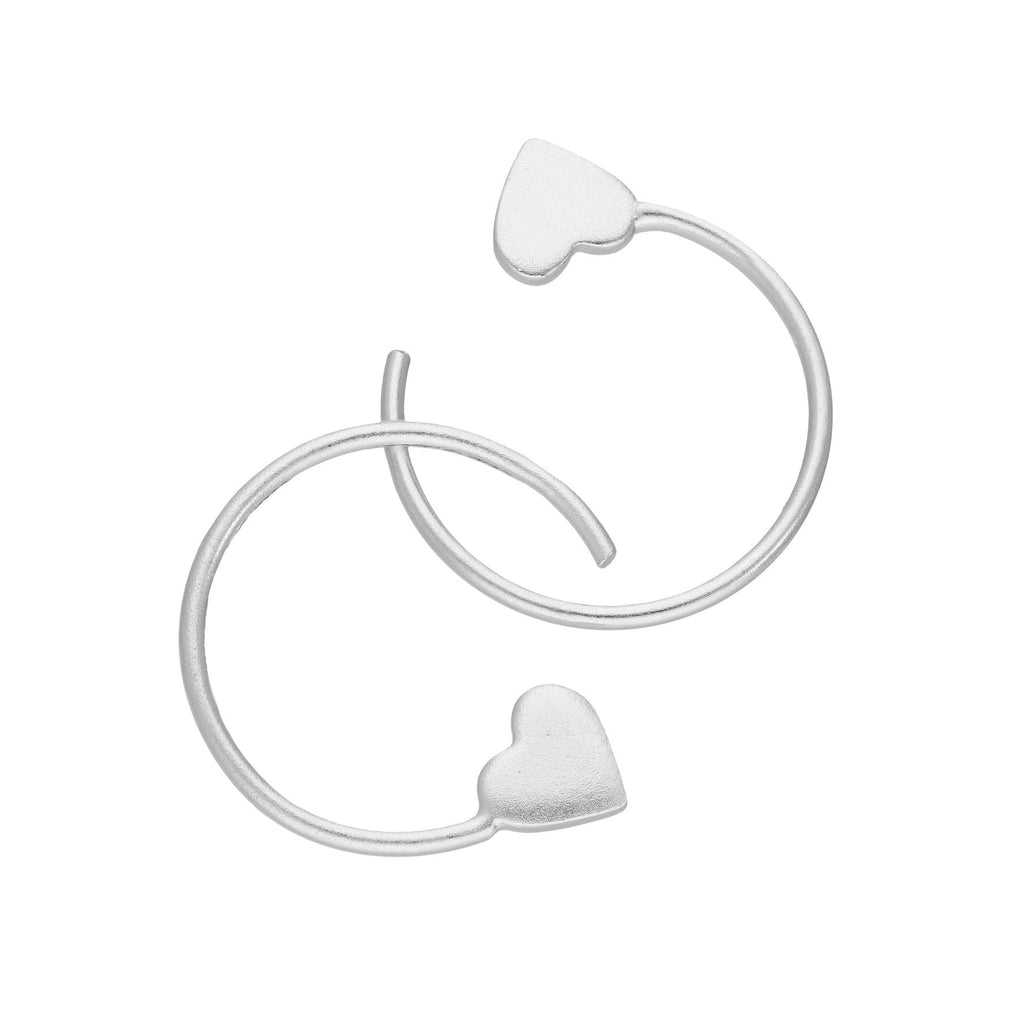 Sterling Silver Heart Pull Through Earrings