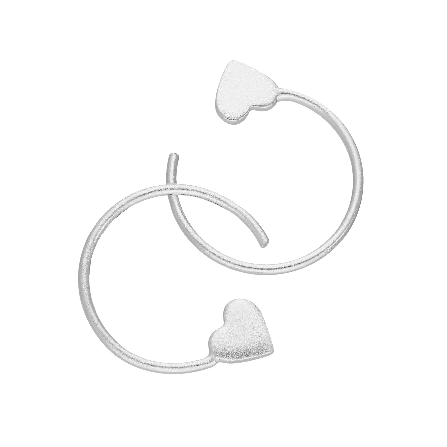 Sterling Silver Heart Pull Through Earrings
