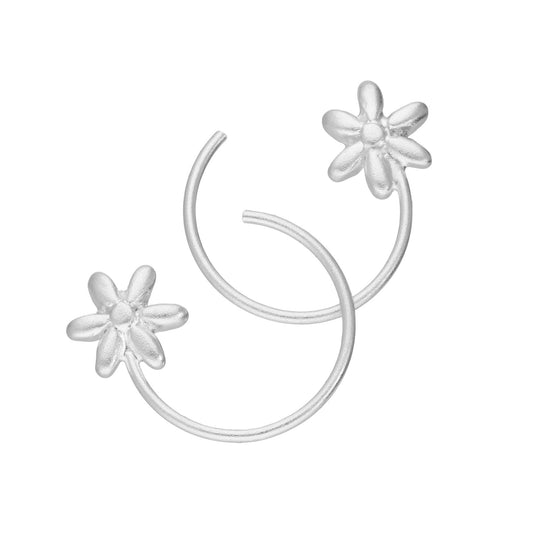 Sterling Silver Flower Pull Through Earrings