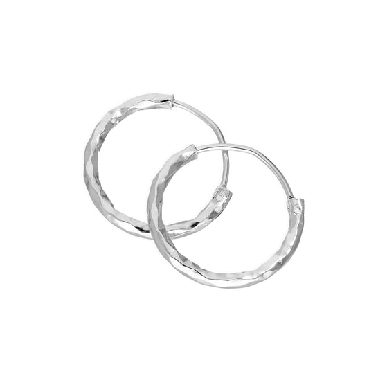 Sterling Silver Diamond Cut Hoop Earrings