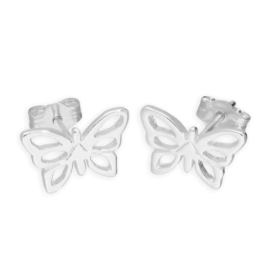 Sterling Silver Open Butterfly Stud Earrings