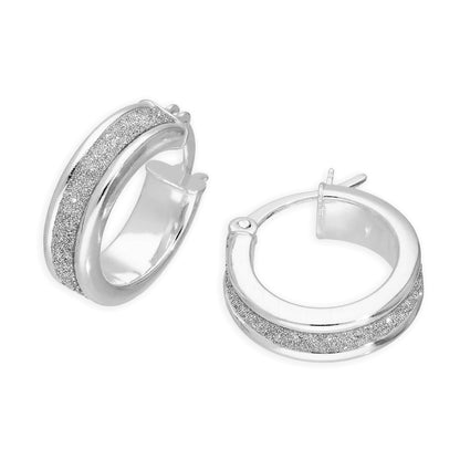 Small Sterling Silver Frosted Hoop Earrings