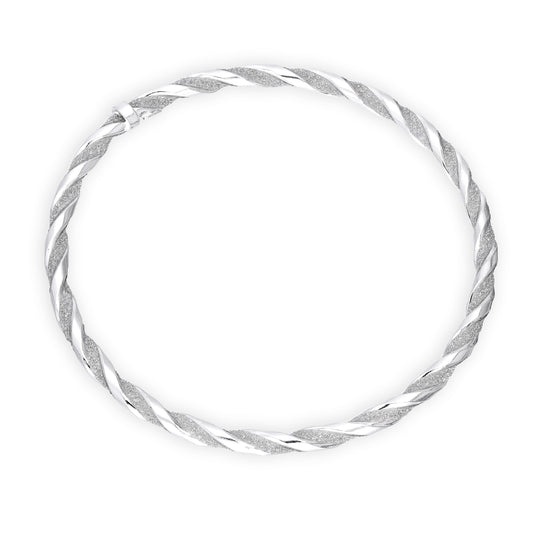 Sterling Silver Frosted Twist Bangle