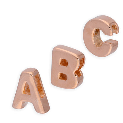 Rose Gold Plated Sterling Silver Alphabet Letter Threader Bead Charm A - Z